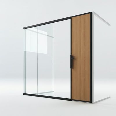 Buy Framed Modern Glass Partition Wall with wooden panel for Office Spaces online manufacture