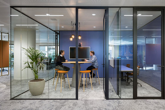 Buy Customized Modern Office Glass Partition Wall Soundproof Aluminum Frame Tempered Glass Divider for Commercial Spaces online manufacture