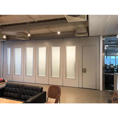 Sliding Acoustic Partition Wall System 68mm 89mm 105mm Thickness With Glass Finish