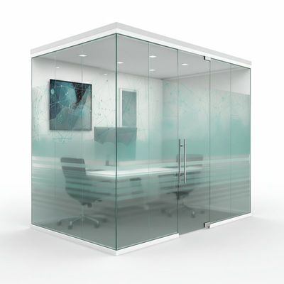 Frameless Glass Wall Partition with Art Glass for Modern Office Design