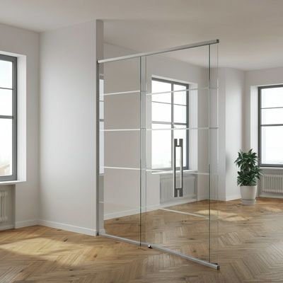 Glass Fixed Partition Wall with 90mm Thickness Aluminum Frame for Offices