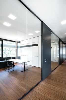 Frameless Glass Partition Wall System for Office Privacy 12mm Tempered Glass with Aluminum Profile Panoramic Glass Partition